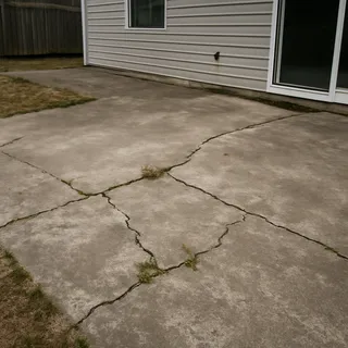 Before — cracked, sunken, or bare soil