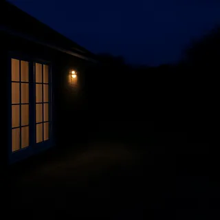 Before — garden at dusk, unusable, unlit